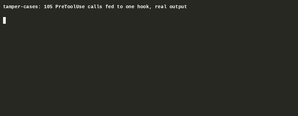 run.py feeding all 105 calls to guard-bash 0.1.10. Real output.